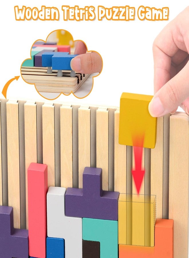 Fantspati Wooden Stacking Puzzle Toy, Montessori Toys for 3+ Year Old, Wooden Brain Teaser Puzzles, 3D Russian Blocks, Educational Gift for Boys and Girls, Brain Teaser Activity for Home Decor & Toys & Games - Image 5